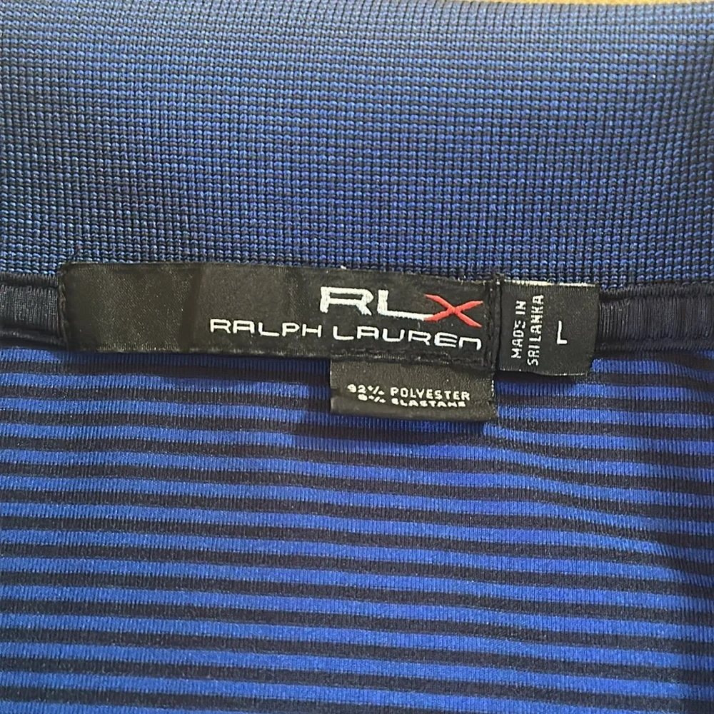 Ralph Lauren Blue black striped hi low Polo Shirt